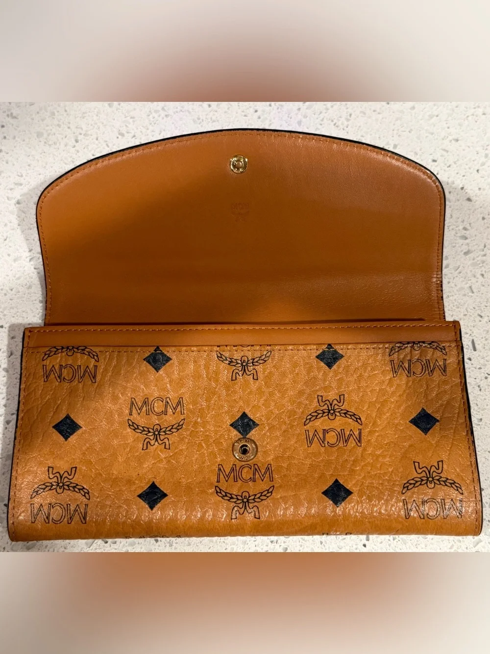 MCM Flap Wallet in Cognac and Black